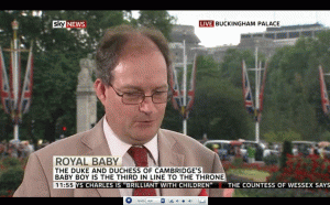 Anthony Adolph talking about the ancestry of the royal baby live outside Buckingham Palace on Sky News, 23 July 2013